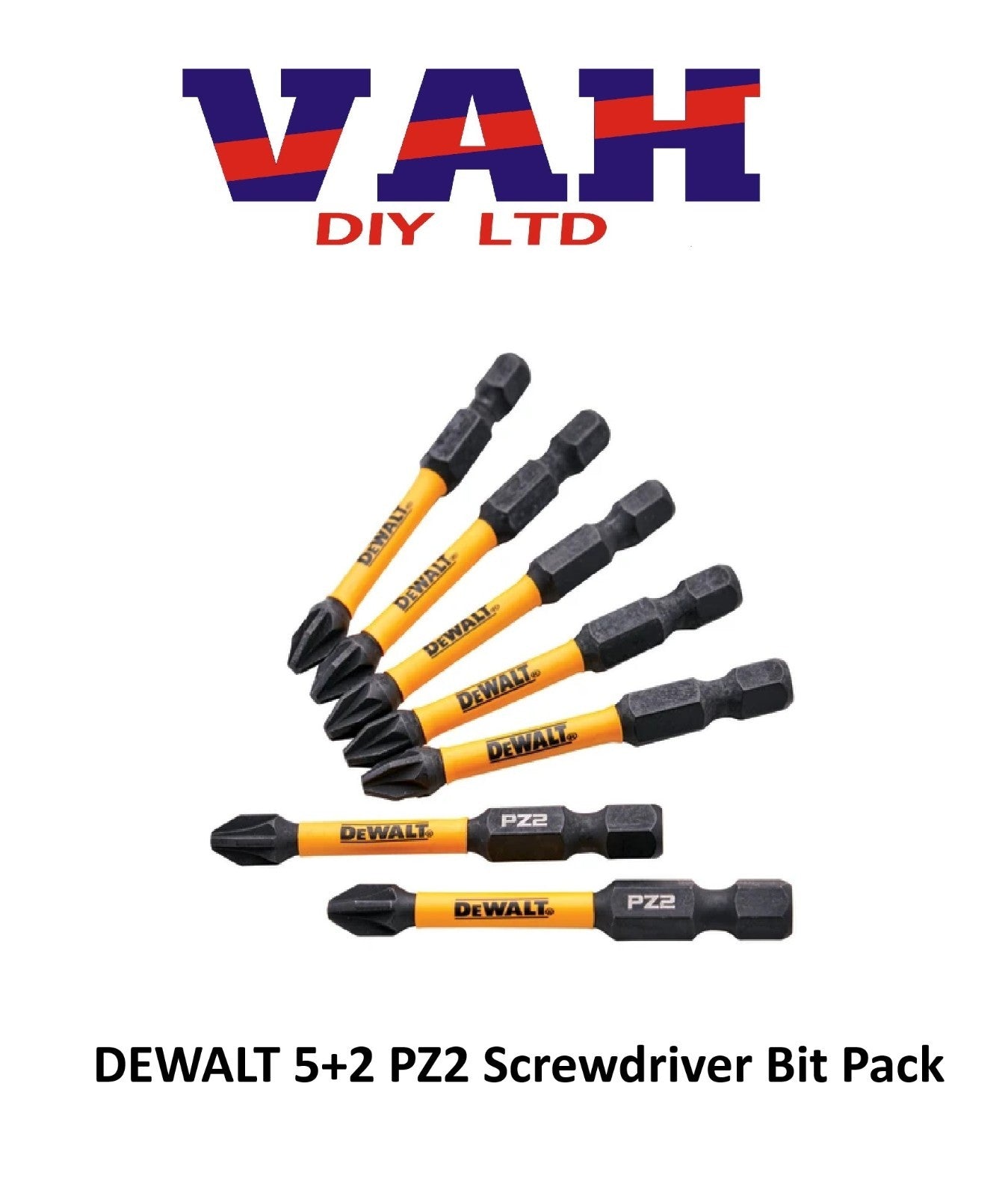 Dewalt PZ2 7 Piece FLEXTORQ Screwdriver Bits High Impact Rated Set 50mm DT7391T