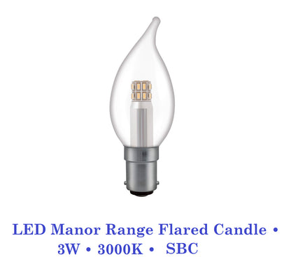 Crompton  3W, Non-Dimmable Manor House Flared Candle Lamp Clear or Opal