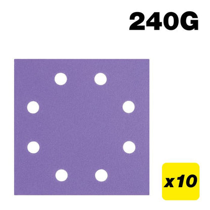 Trend 115mm x 115mm 8-Hole 1/4 Sheet Sanding Pad 240g 10 Pack