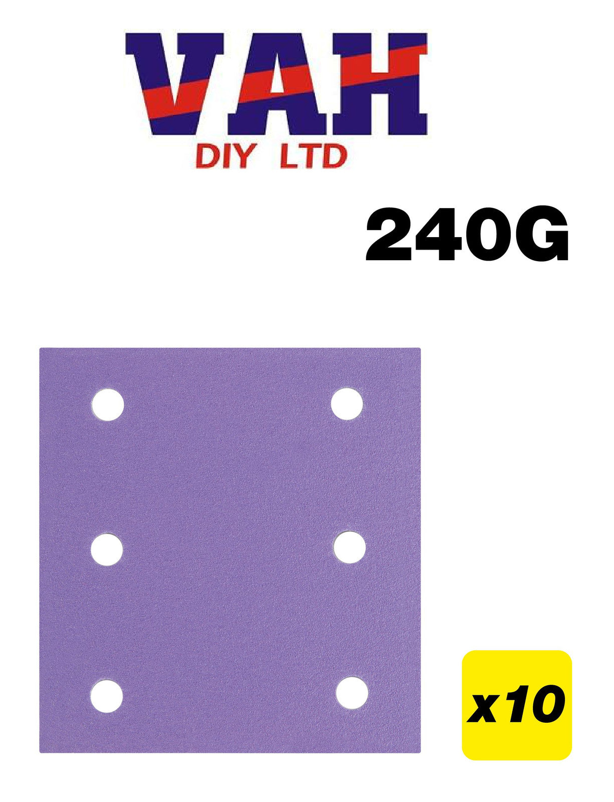 Trend 115mm x 107mm 6-Hole 1/4 Sheet Sanding Pad 240g 10 Pack