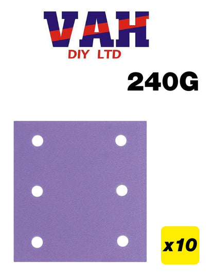Trend 115mm x 107mm 6-Hole 1/4 Sheet Sanding Pad 240g 10 Pack