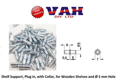 Shelf Supports Plug In Steel Metal Pegs Pins 5MM Hole Cabinet Cupboard 16MM lgth