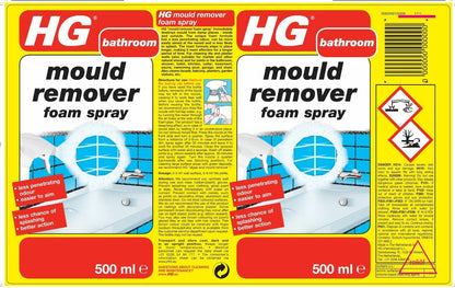 HG Mould Remover Foam Spray 500ml Foaming Action Gives Less Chance Of Splashing