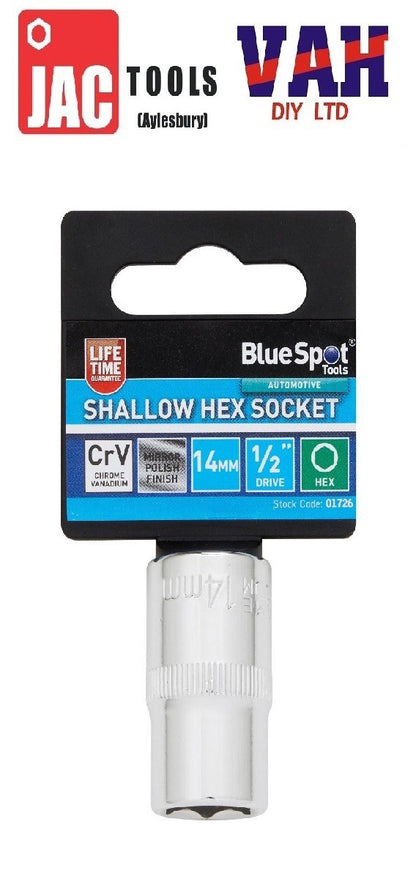 BlueSpot Deep Socket 1/2" Drive 6 Point Hex Individual Chrome CrV Choose Size
