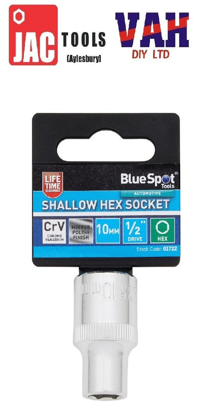 BlueSpot Deep Socket 1/2" Drive 6 Point Hex Individual Chrome CrV Choose Size