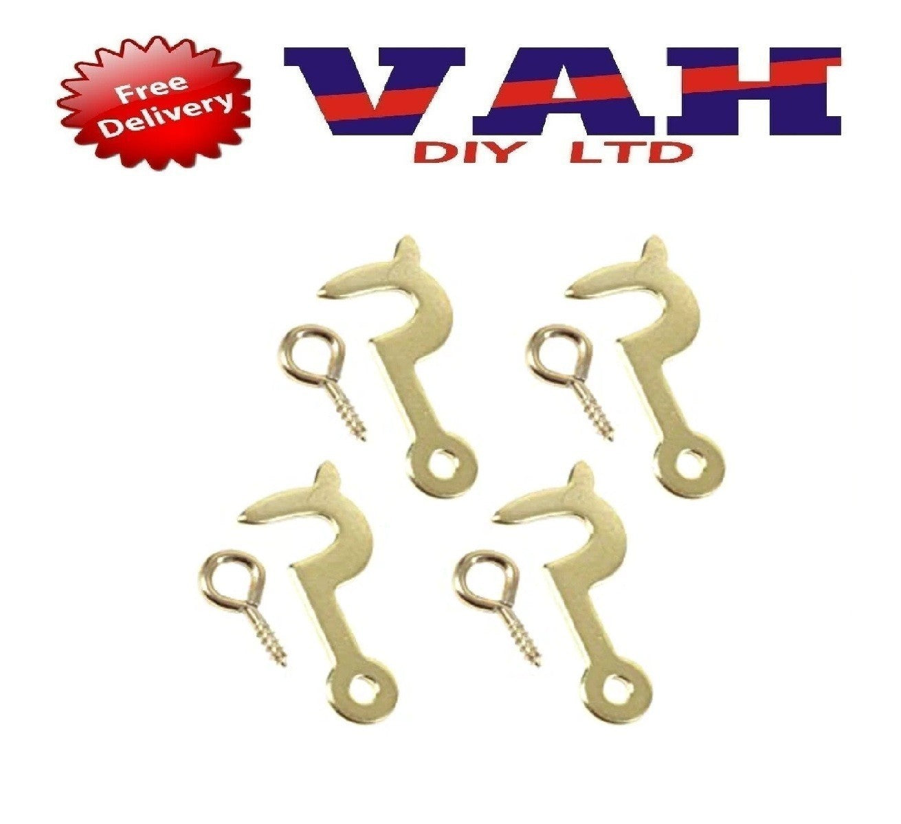 BRASS SIDE HOOK & SCREW EYE 32mm Picture Frame Small Jewelry Box Clasp