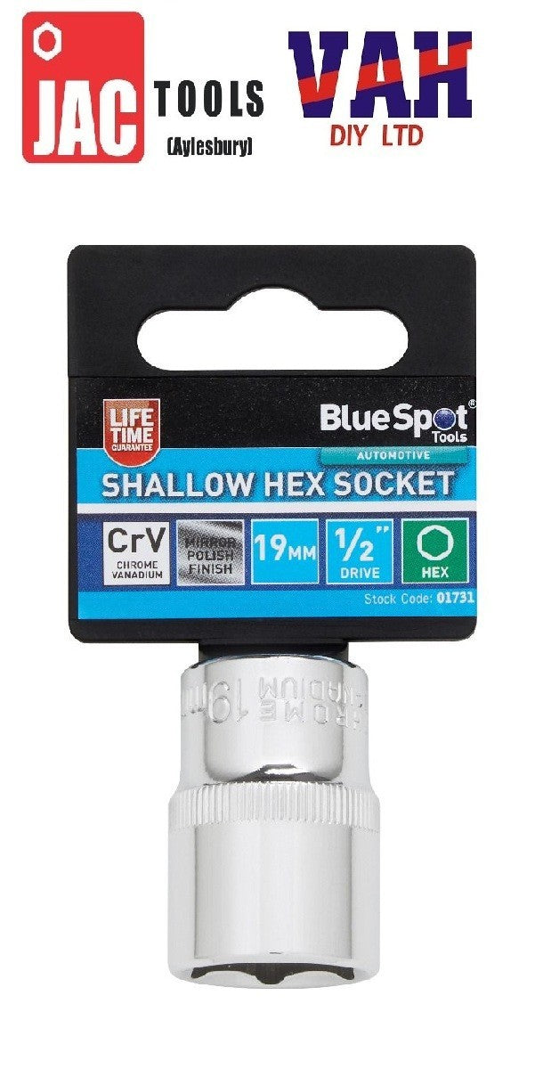 BlueSpot Deep Socket 1/2" Drive 6 Point Hex Individual Chrome CrV Choose Size
