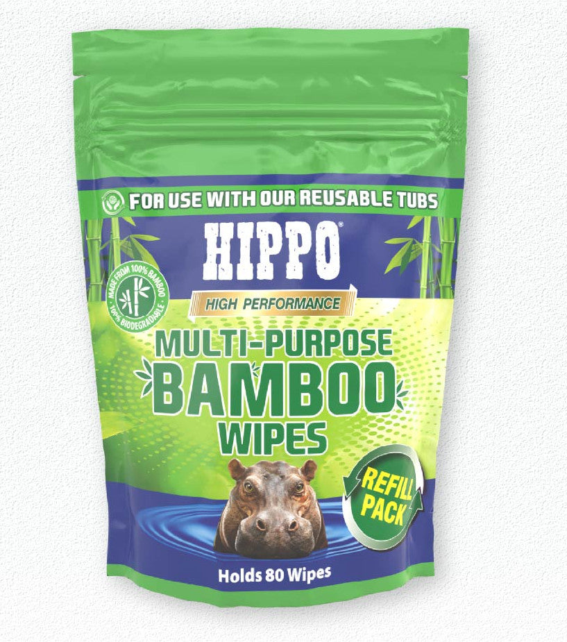 Hippo All Purpose Bamboo Trade Wipes 100% Biodegradable - 20x22cm