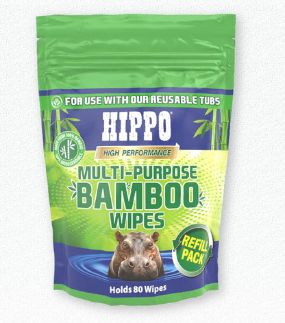 Hippo All Purpose Bamboo Trade Wipes 100% Biodegradable - 20x22cm