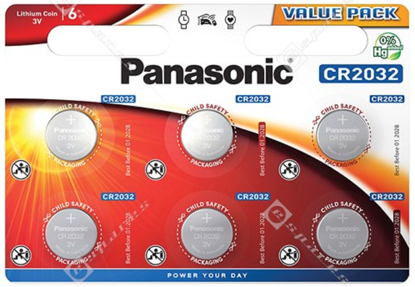 6 Panasonic -  CR2032 Lithium Coin Cell 2032 3V Battery Car Key Fobs Toys Remote