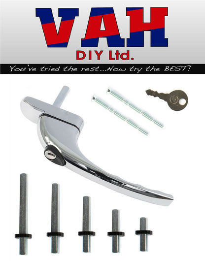 UPVC Universal Inline or Cranked Window Handle Double Glazing Espag Lock Spindle