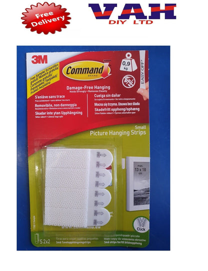 3M Command Picture Hanging Strips Small 0.9kg 2X2 (13x18cm) (17202)