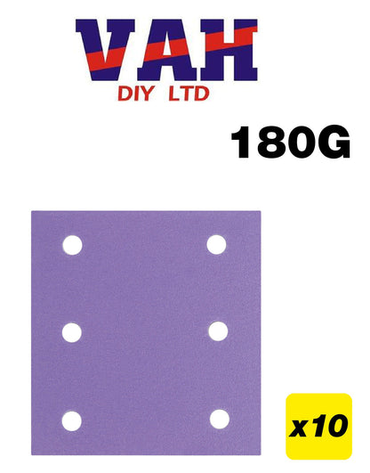 Trend 115mm x 107mm 6-Hole 1/4 Sheet Sanding Pad 180g 10 Pack
