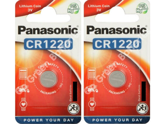 2 x Pansonic CR1220 3V Lithium Coin Cell Battery 1220 DL1220 BR1220 2028 Exp