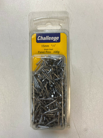 Panel Pins 13mm,15mm,20mm,25mm,40mm Challenge Bright Steel