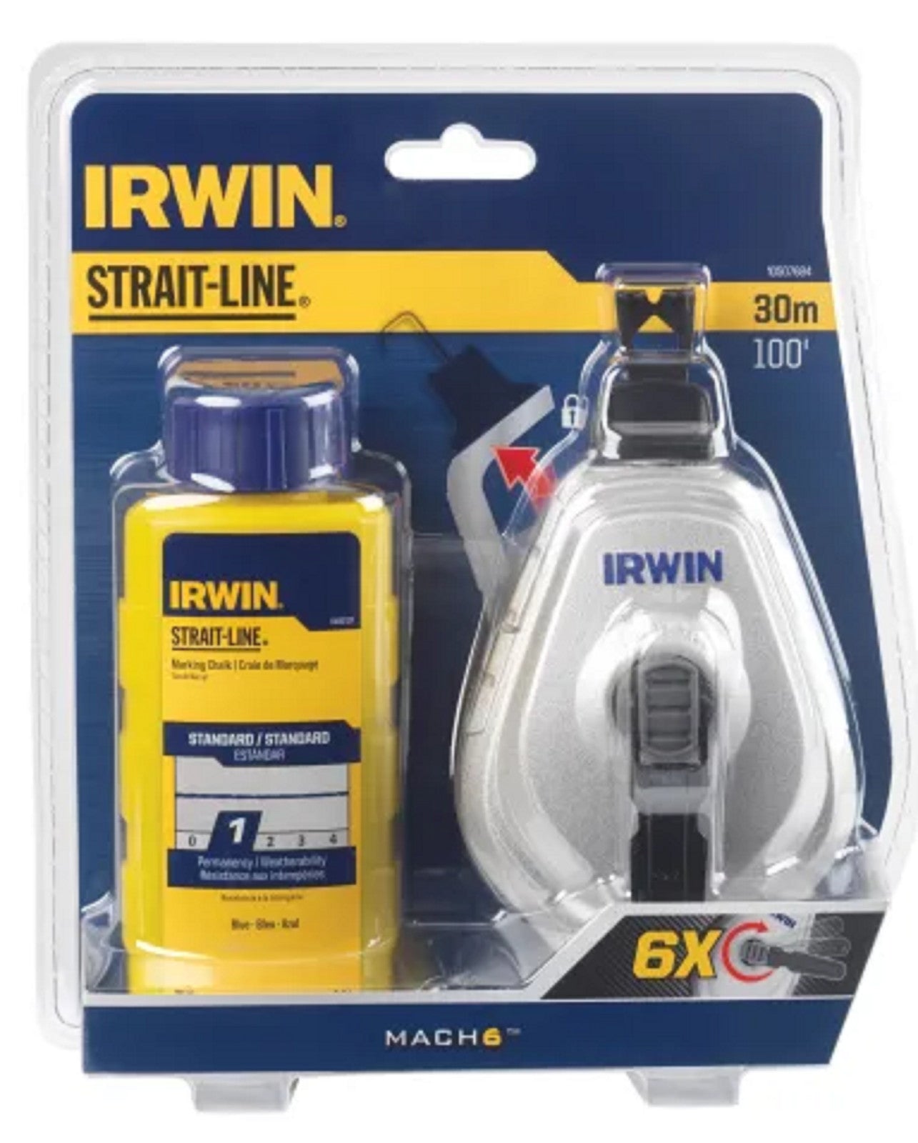 Irwin Strait-Line Hpp Chalk Reel Set & Blue 113G Chalk - Chalk Line