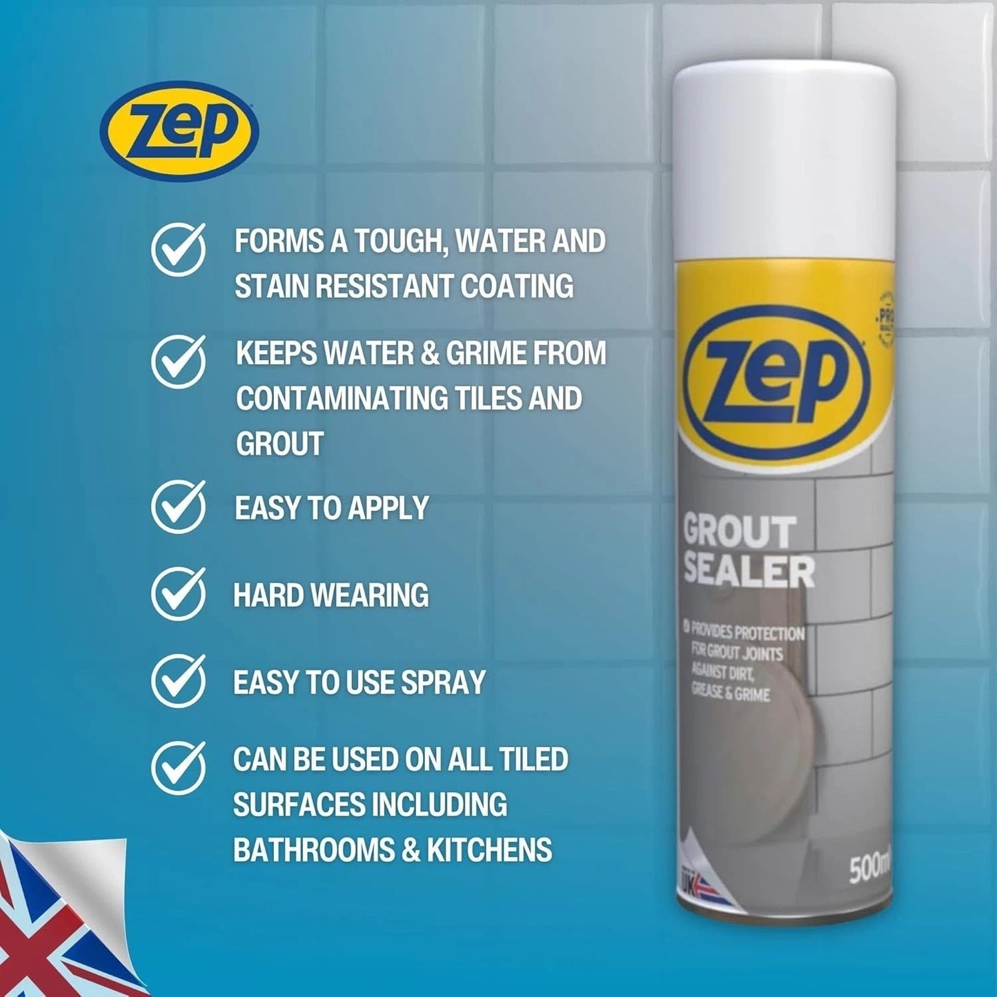Bathroom Shower Tile and Grout Sealer Waterproofer Protector Spray Zep 500ml