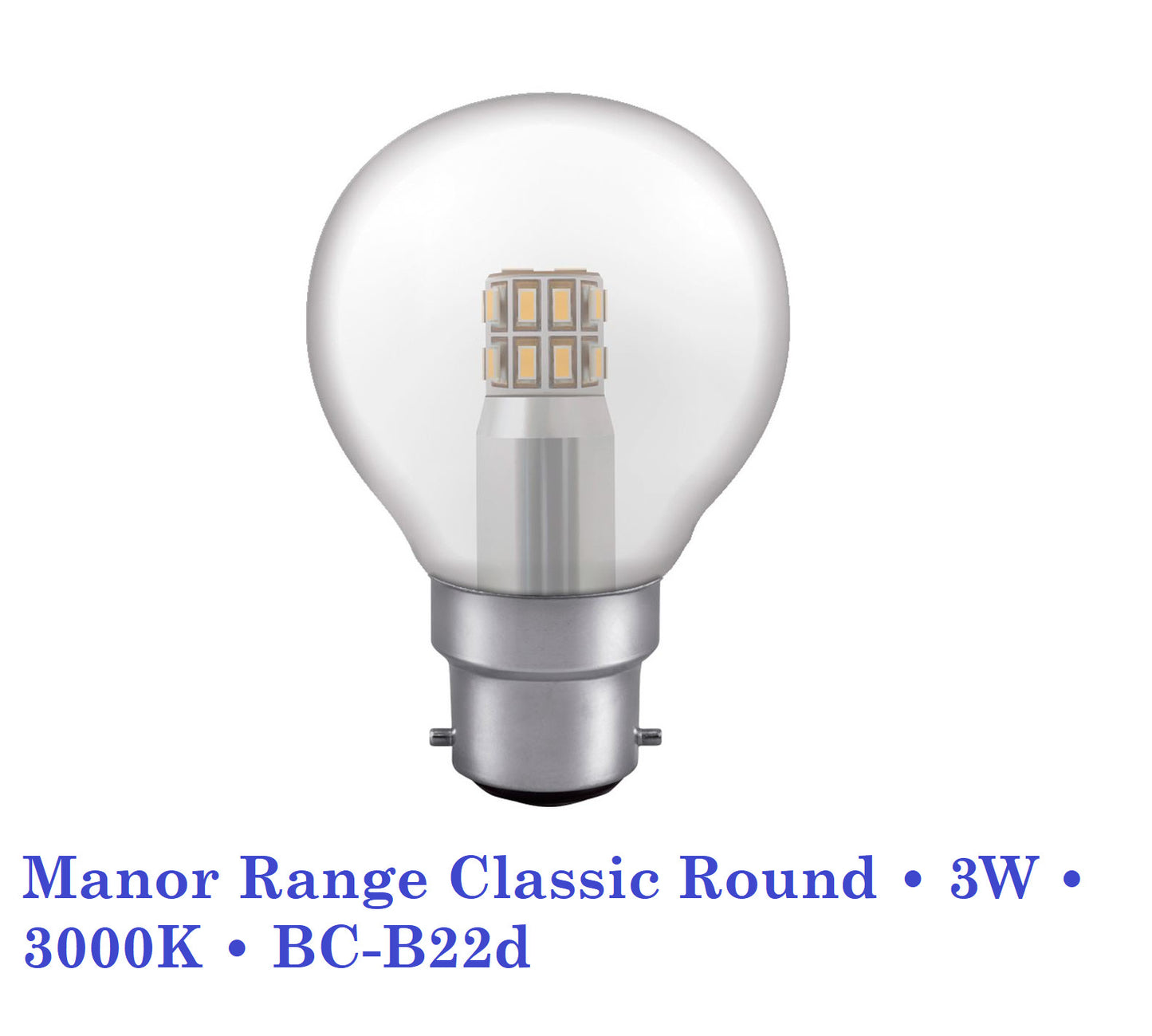 LED Round Lamp • 3W • 3000K • BC , ES, SBC, SES Crompton Manor Range Classic