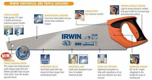 Irwin Universal Jack 880 Triple Ground 22" Panel Saw 22 Inch Hand Saw JAK880UN22