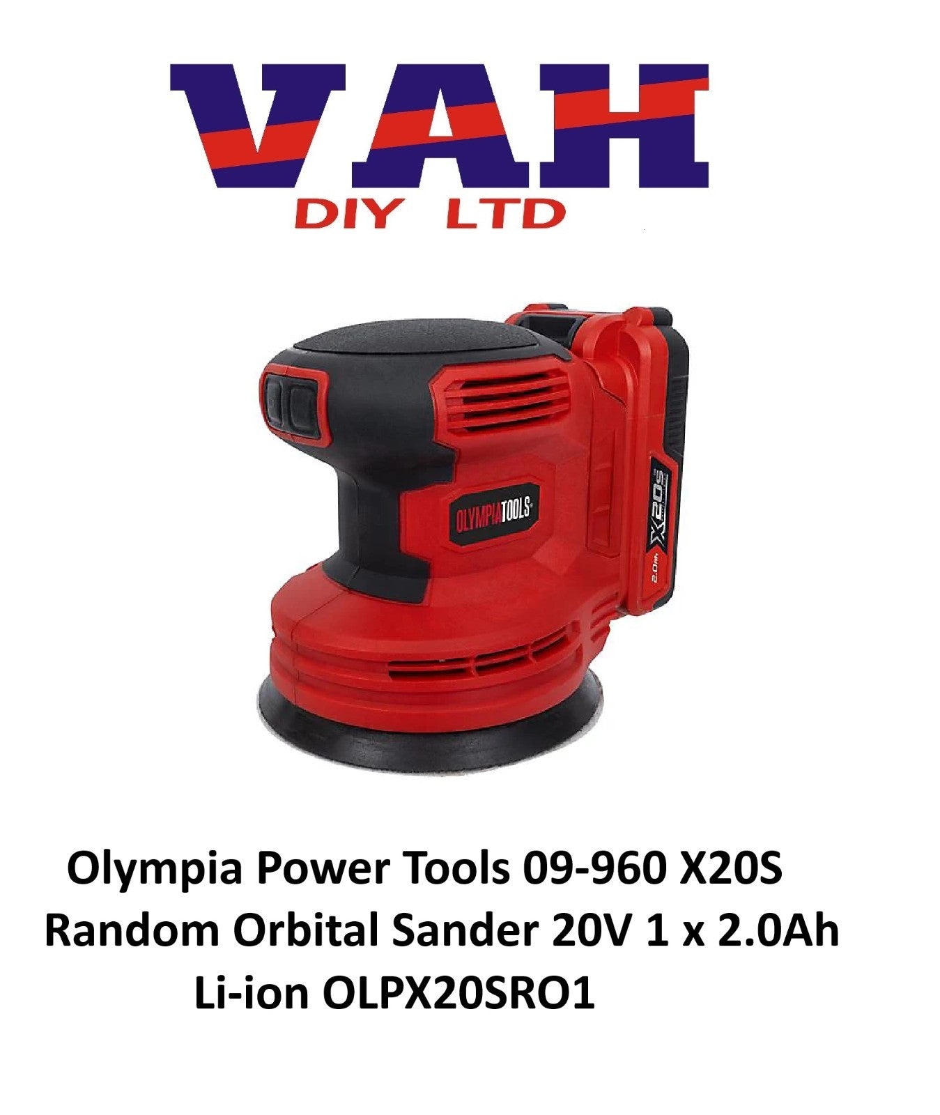Olympia Power Tools 09-960 X20S Random Orbital Sander 20V 1 x 2.0Ah Li-ion OLPX2