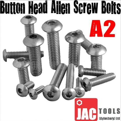 SOCKET BUTTON SCREWS WITH NYLOC NUTS & WASHERS A2 STAINLESS STEEL SIZE M3 TO M10
