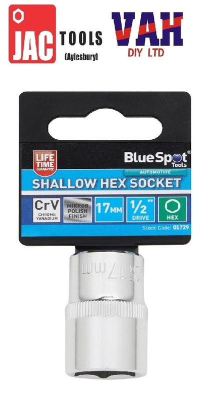 BlueSpot Deep Socket 1/2" Drive 6 Point Hex Individual Chrome CrV Choose Size