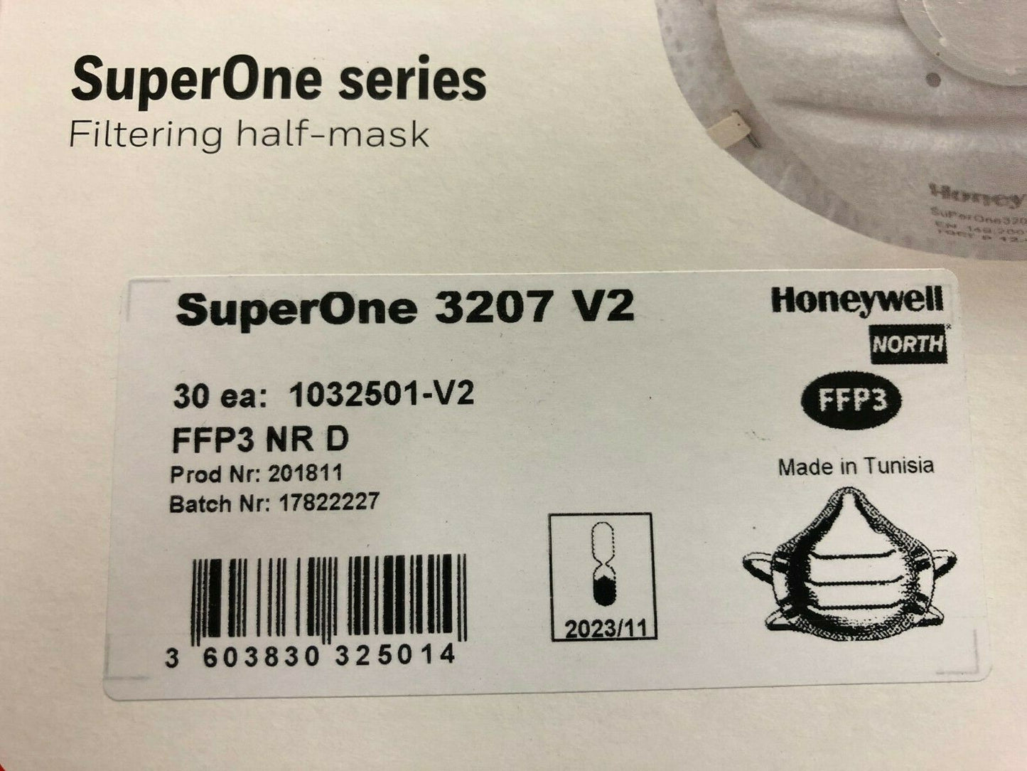 30X HONEYWELL FFP3 RESPIRATOR FACE MASKS SUPERONE 3207 SERIES V2 NR (£2.60ea)