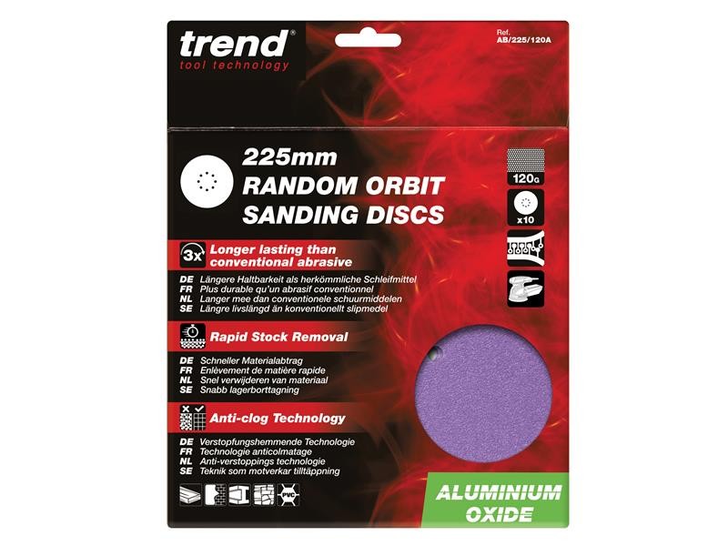 Trend 225mm Zirconium Random Orbital Sanding Disc 60g 10 Pack