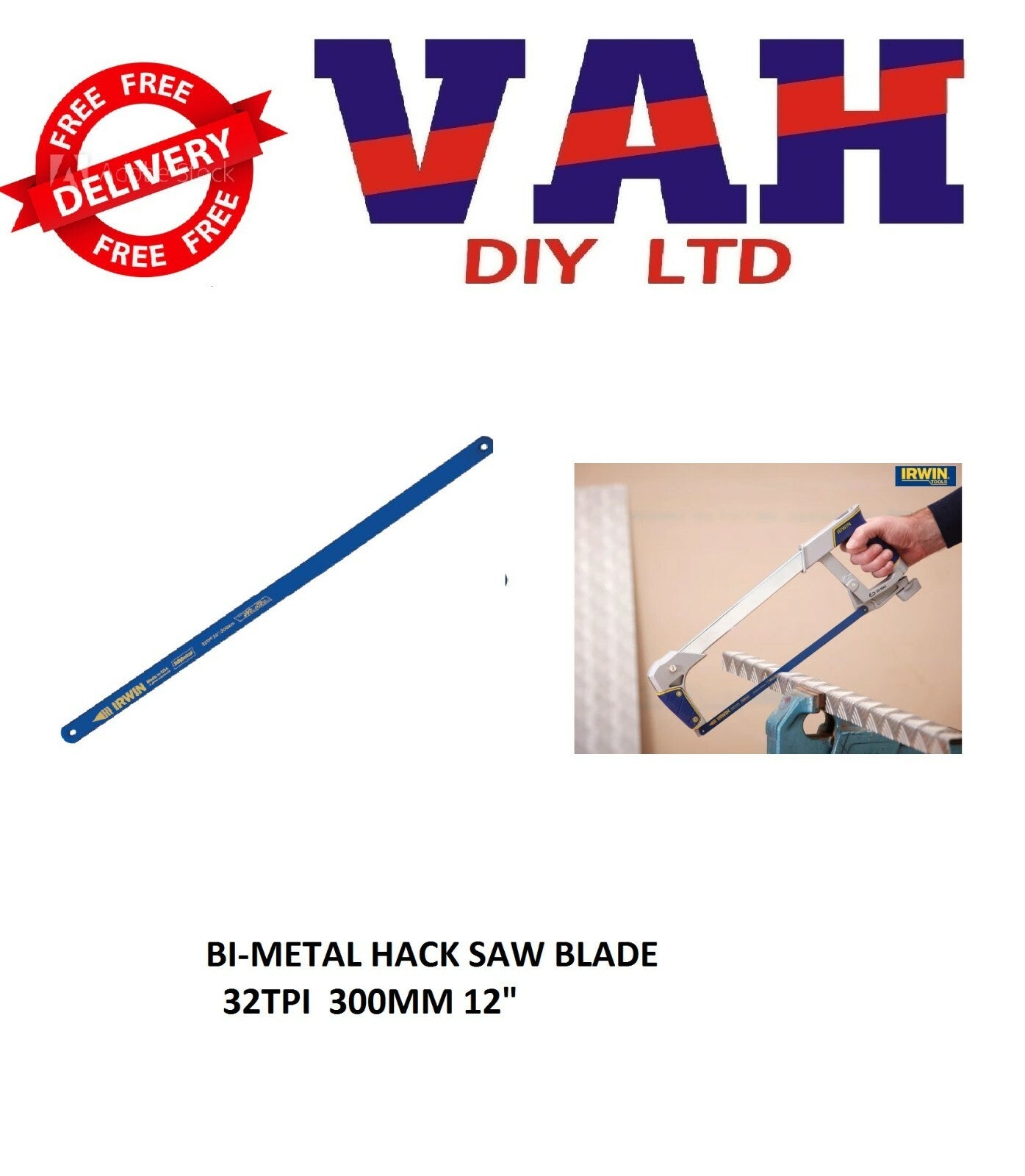 Hacksaw Blades 32TPI 300 mm  Durable Irwin 10 x Bi-metal Shatterproof
