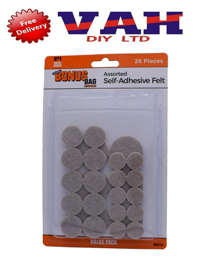 26 Assorted Felt Pads Self Adhesive Sticky Wood Furniture Chair Legs Protectors