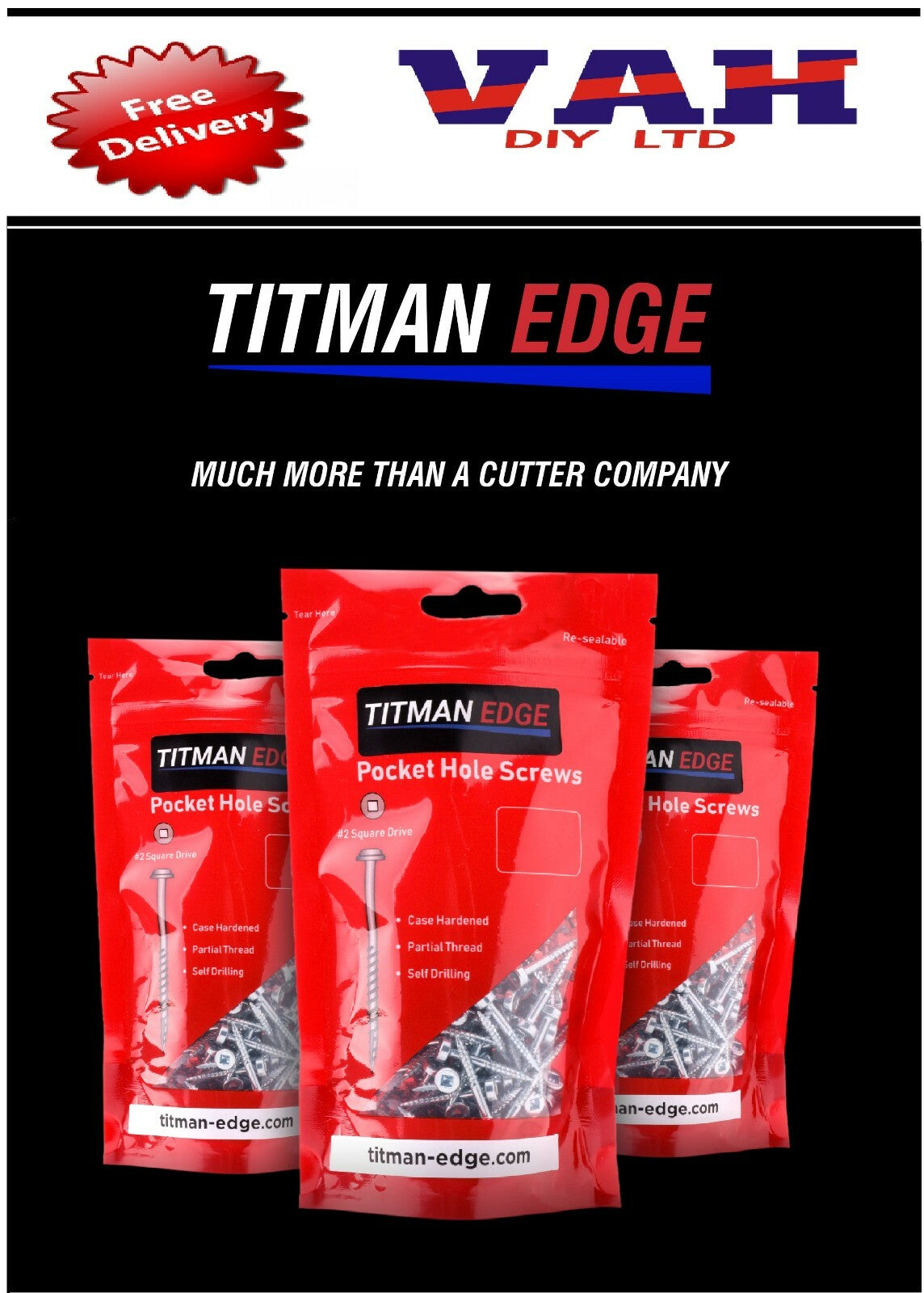 Titman Pocket Hole Jig Screws 6, 7, 8 Gauge 25mm, 32mm 38mm, 50mm & 63mm EPHS...