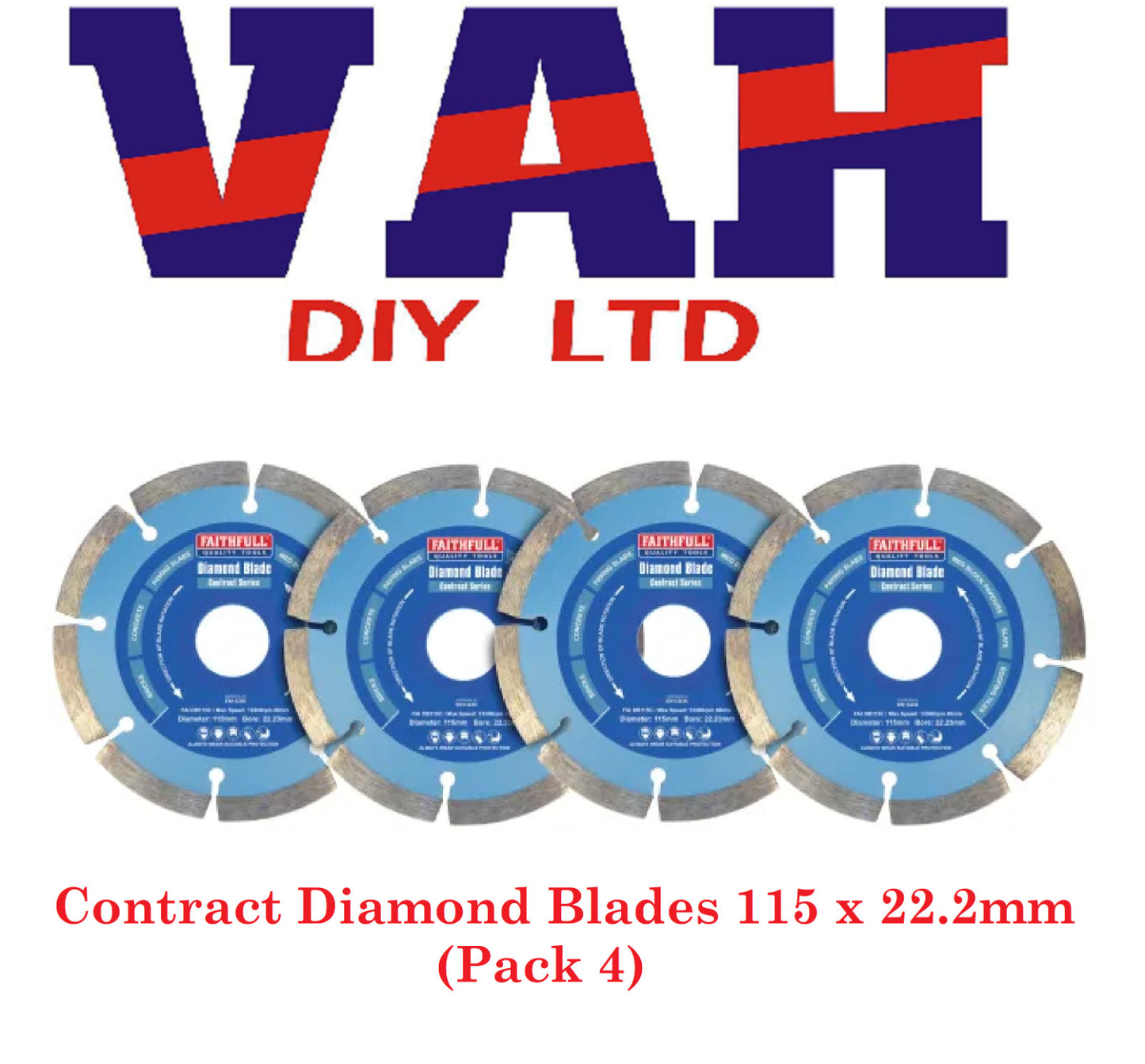 Faithfull Contract Diamond Blades 115mm (4.5in) x 22.2mm 4 Pack