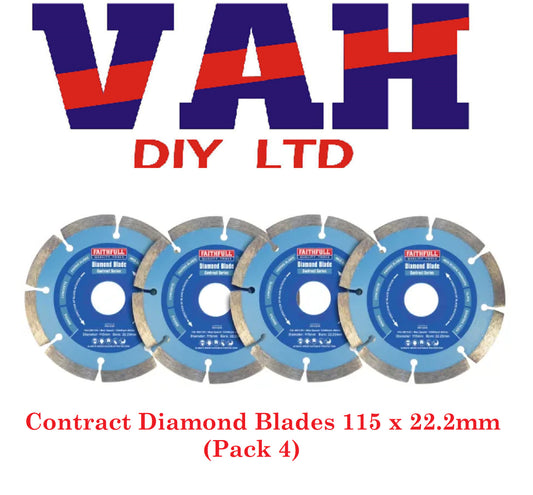 Faithfull Contract Diamond Blades 115mm (4.5in) x 22.2mm 4 Pack