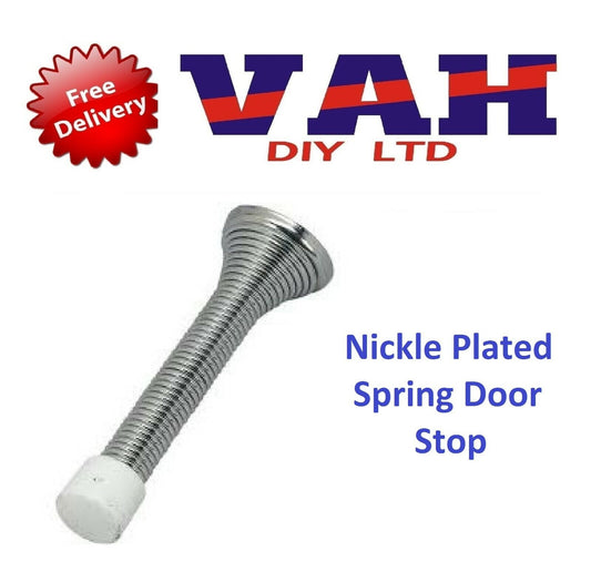 SPRING  DOOR STOP CHROME  STOPS STOPPER WALL MOUNTED