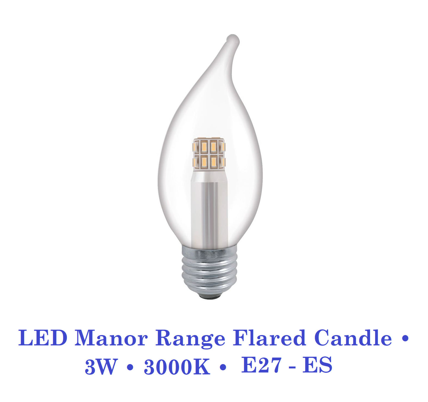 Crompton  3W, Non-Dimmable Manor House Flared Candle Lamp Clear or Opal