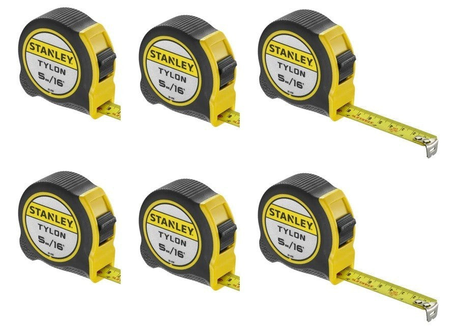 6 x Stanley 5m Tylon Tape Measure 5m 516ft STA130696 New version