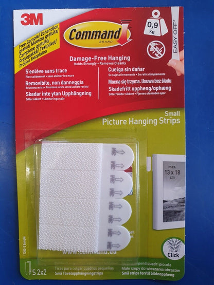 3M Command Picture Hanging Strips Small 0.9kg 2X2 (13x18cm) (17202)