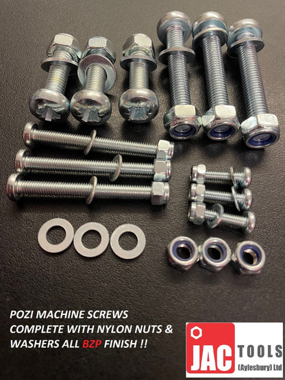POZI PAN MACHINE SCREWS BZP WITH NYLOC NUTS & WASHERS M3 M4 M5 M6 M8.