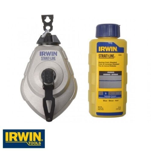Irwin Strait-Line Hpp Chalk Reel Set & Blue 113G Chalk - Chalk Line