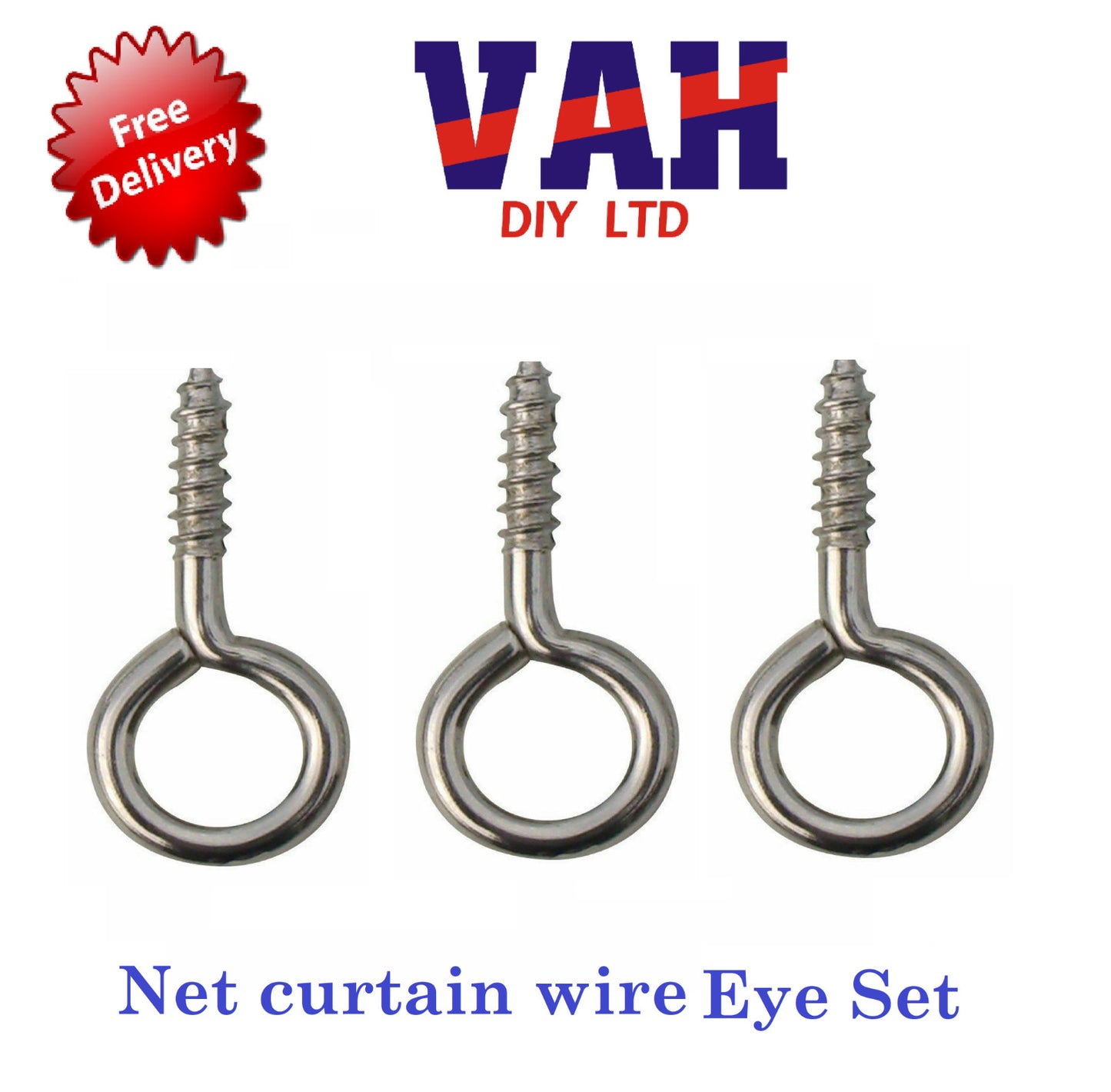 Curtain Hook And Eye Chrome Suitable For Net Curtain Wire  5, 25, 50 or 100