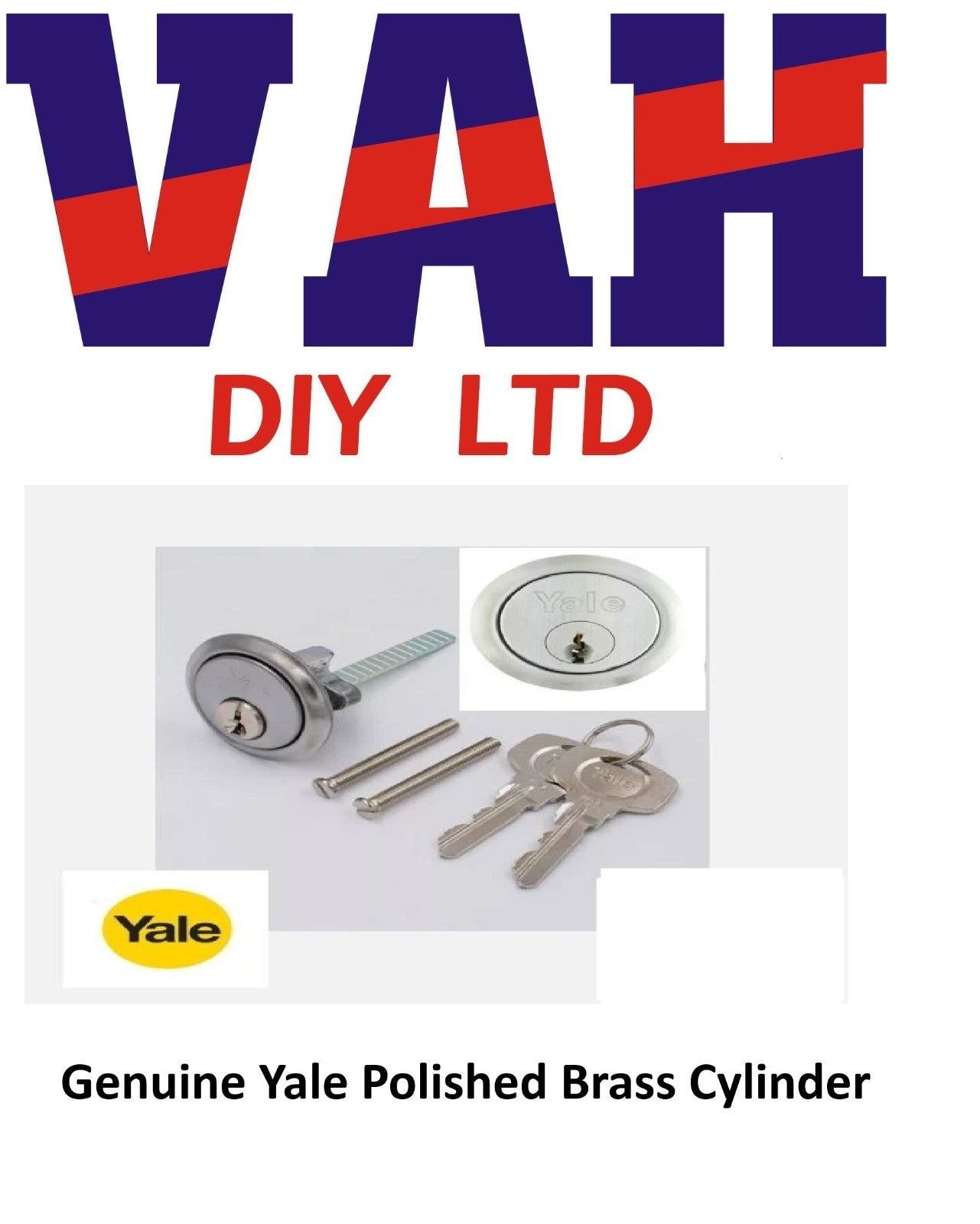 RIM CYLINDER WITH 2 KEYS YALE B-1109-CH CHROME - NEW