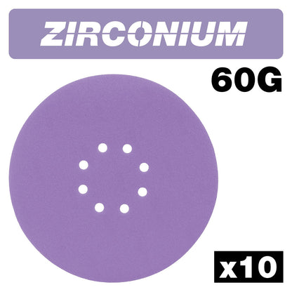 Trend 225mm Zirconium Random Orbital Sanding Disc 60g 10 Pack