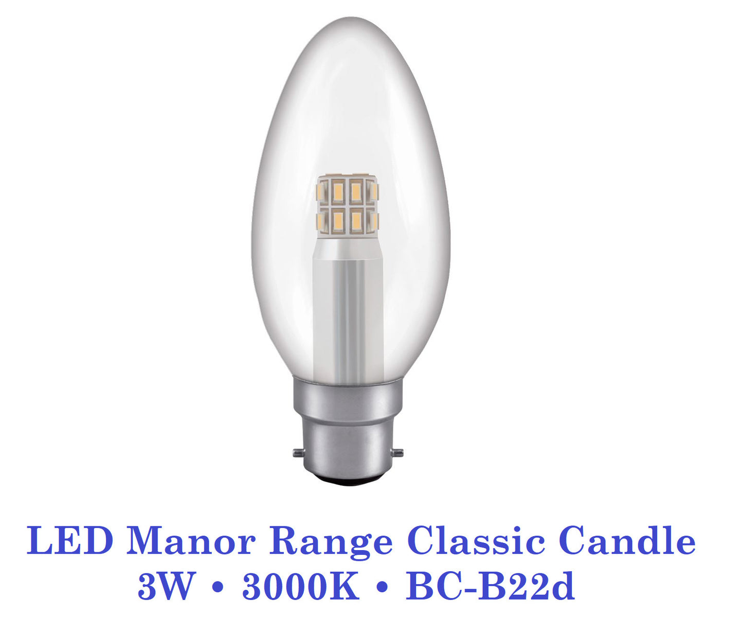 Crompton  3W, Non-Dimmable Manor House Candle Lamp Clear or Opal