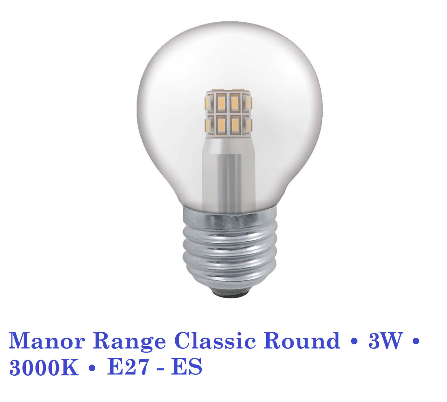 LED Round Lamp • 3W • 3000K • BC , ES, SBC, SES Crompton Manor Range Classic