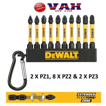 Dewalt Screwdriver - Bits Bit Set FLEXTORQ 50mm Keyring Keychain - PZ1 PZ2 PZ3