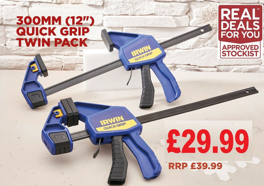 2 x Irwin Quick-Grip Q/G5122QC 12" / 300mm Bar Clamps / Spreaders 136kg Force