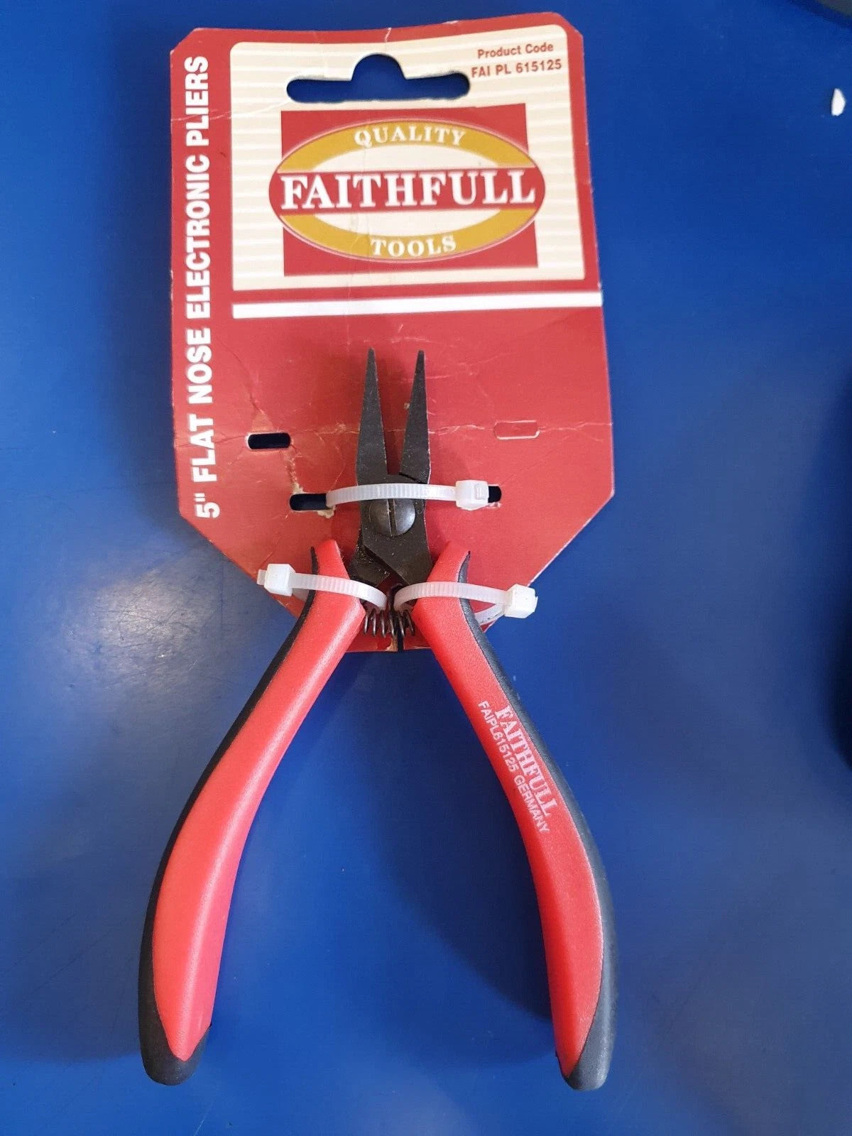 Faithfull Flat Nose Electronic Pliers 5in (jewellery / Craft / DIY)