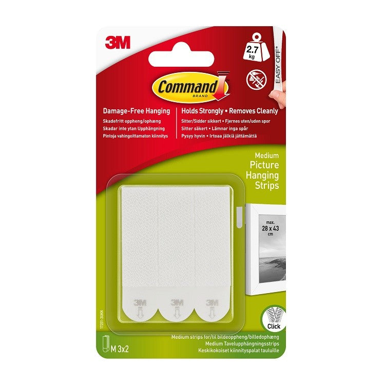 3M Command Picture Hanging Strips Medium 2.7kg 3pk (28x43cm) (17201-3)