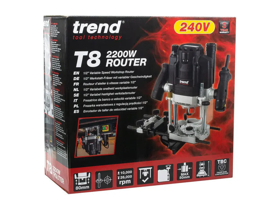 Trend T8 2200W 1/2in Dual-Mode Plunge Router 240V (T8EK)