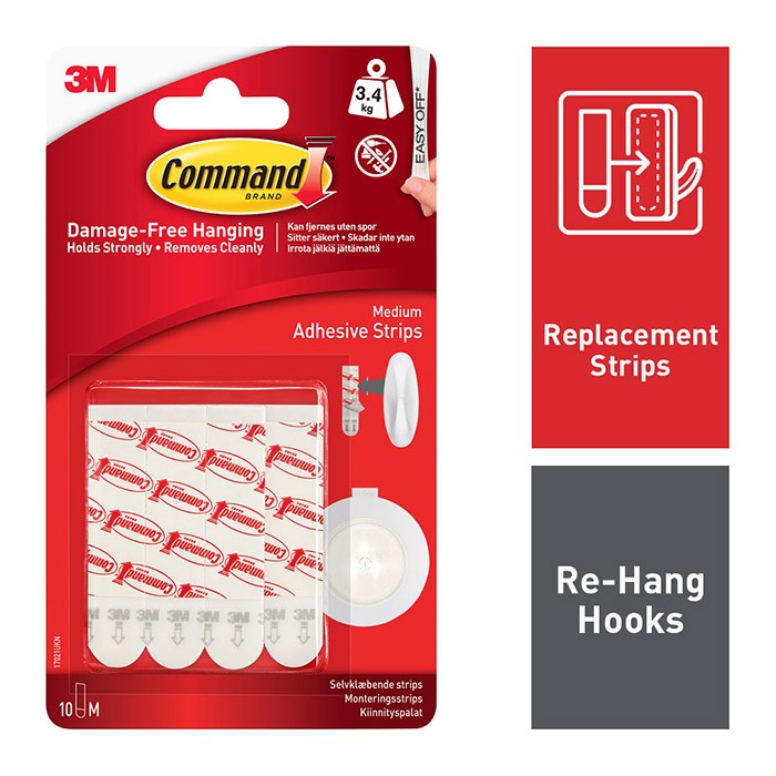 3M Command Mounting Strips Medium 3.4kg 10pk (17021P)